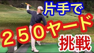 ドラコン選手が片手でマン振り❗️ パッシブトルクで２５０ヤード❗️に挑戦