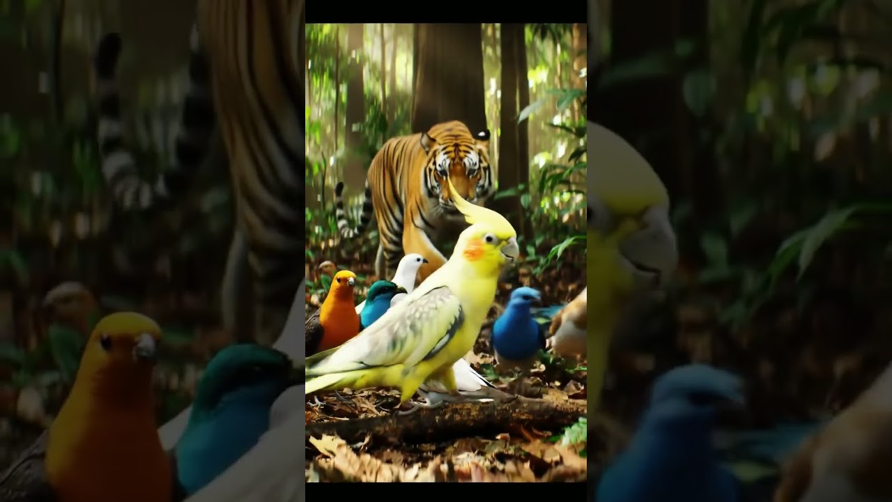 Run Tiger is coming 😅😅#birds #talkingparot #lovebirds #viral #viralvideo #highlights