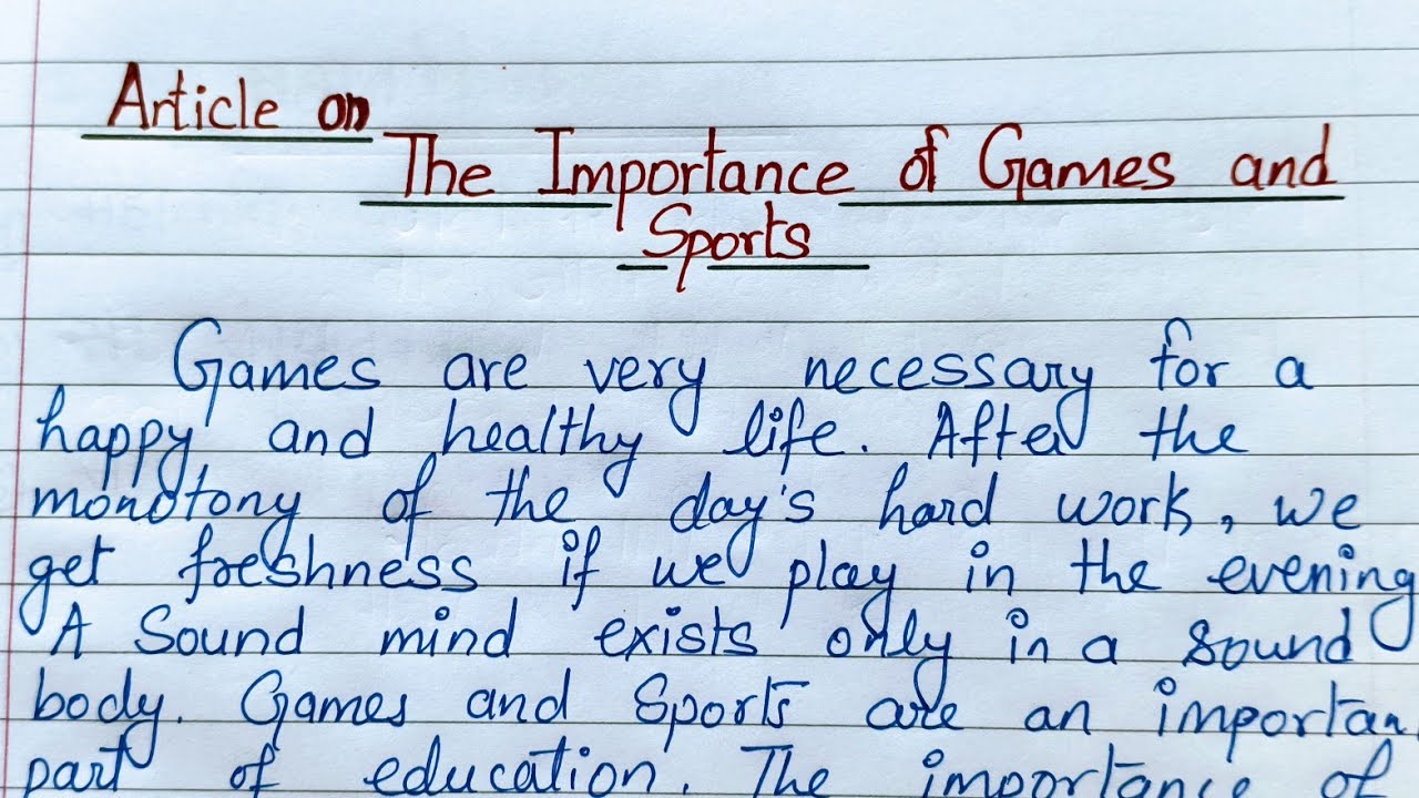 Article on Importance of Games and sports | Class 12th English ...