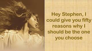 HEY STEPHEN - Taylor Swift (Taylor’s Version) (Lyrics)