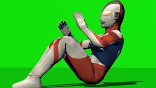 Ultraman Greenscreen Hayata Keepfit situps sports Green Screen [HD 1080P - 60 FPS]奥特曼绿幕素材