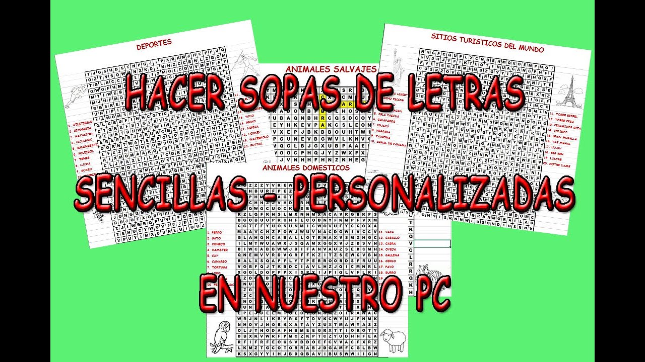 Hacer Sopas de Letras Personalizadas En tu PC - YouTube