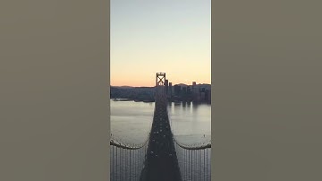 Drone Flys through bay bridge