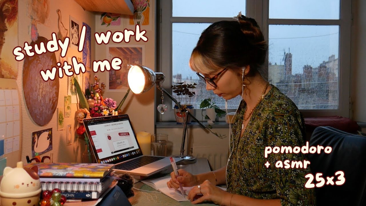 ASMR | On travaille ensemble, avec de la vraie pluie 🌧️ pomodoro & asmr breaks