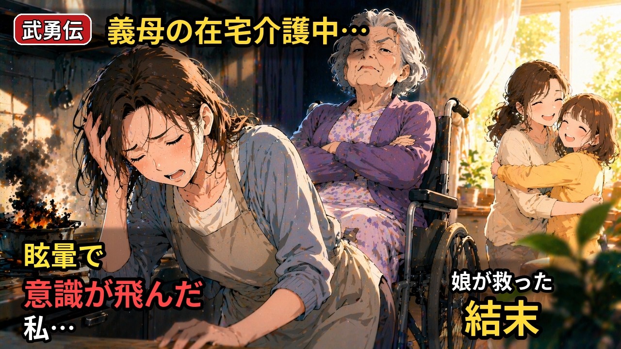 【武勇伝】義母の在宅介護をしていた頃、夕食の支度中、眩暈で立っていられなくなり一瞬意識が飛んだ。その後、焦げ臭くて目覚めると車椅子の義母が見下すように見ていた…それから娘のおかげで一気に事が進み…結果