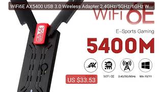 WiFi6E AX5400 USB 3.0 Wireless Adapter 2.4GHz/5GHz/6GHz Wi-Fi Boost... — Top Rated 2026 | Buy Now!