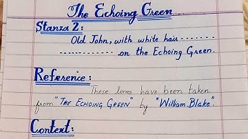 Poem "the Echoing Green" stanza 2 explanation with reference to context || class 11 English unit 6 