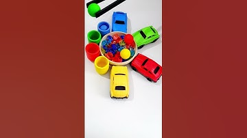 Color Sorter ASMR! Wooden Balls and Colorful Cups/#Satisfying #woodenballs #marbleballs