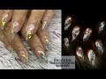 WATCH ME WORK: Glow in the Dark/Encapsulated Gold Leaf, Acrylic Marble Almond Nails