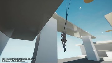 Grapple Hook Test 3 - Rope Hanging, Swinging, and Rappeling (UE4 Blueprint only)
