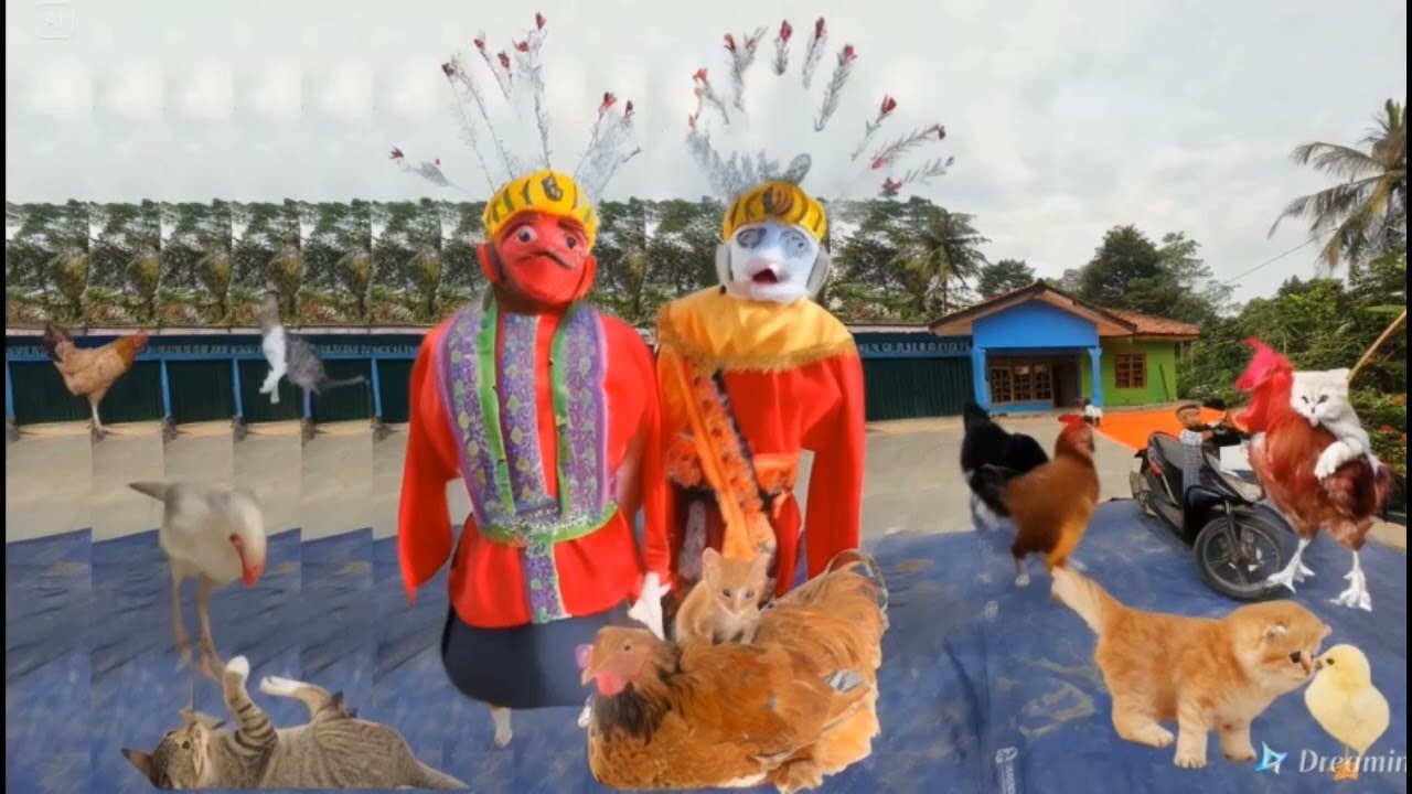 Lucunya Ondel-Ondel Anak Main Sama Ayam, Itik, Angsa & Kucing di Tengah Jemuran Padi! Bikin Gemes 😍