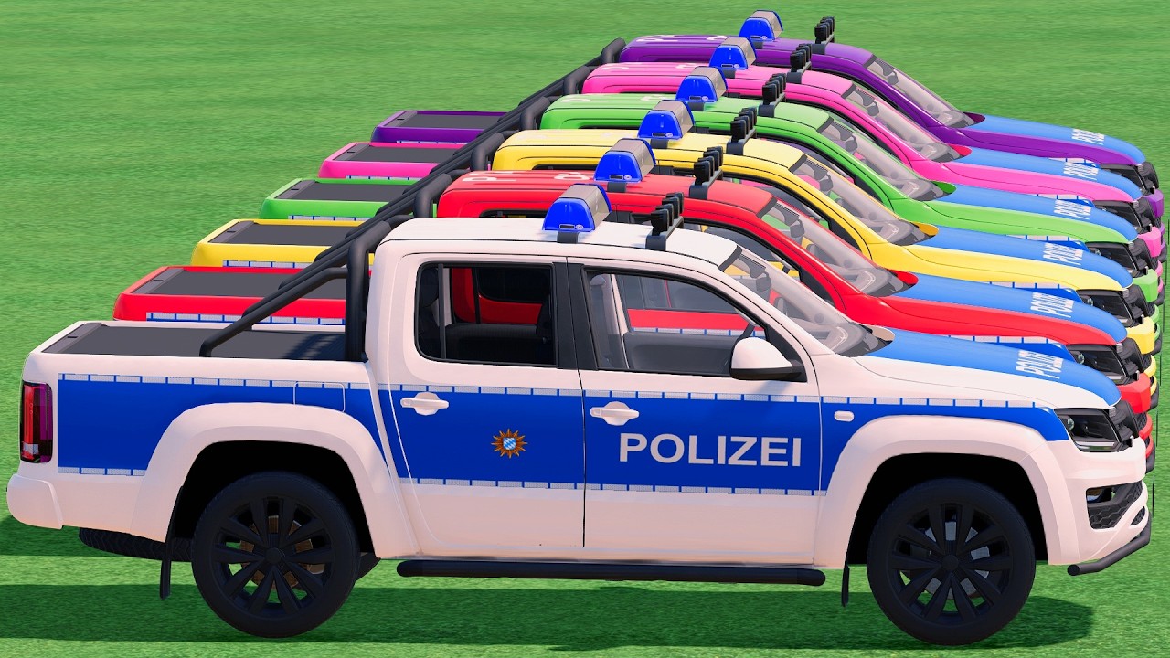 TRANSPORTING ALL POLICE CARS and AMBULANCE EMERGENCY VEHICLES WITH MERCEDES POLICE TRAIN ! #91 FS22