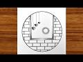 Easy Circle scenery drawing | How to draw pencil sketch step by step | Drawing for Beginners