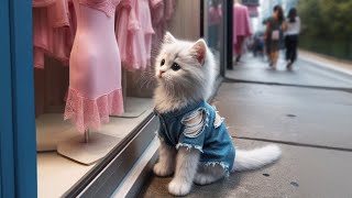 kitten's struggle to get her dream dress||cat story, cat animation