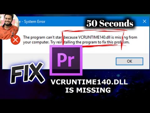 premier pro error || windows 10 error || Vcruntime140.dll missing error || vcruntime140.dll error