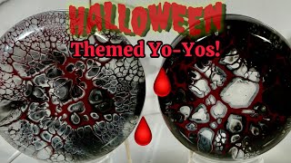 Yo-Yos for Halloween! Bloom Technique! #fluidart #acrylicpainting #halloween