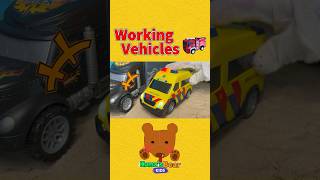 Black Car Carrier is Looking for Black Cars! Ambulance Helps to Light Up aTunnel【Kuma's Bear Kids】