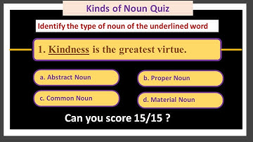 Noun Quiz/ Types of Noun Quiz/ Kinds of Noun Practice Set with answers