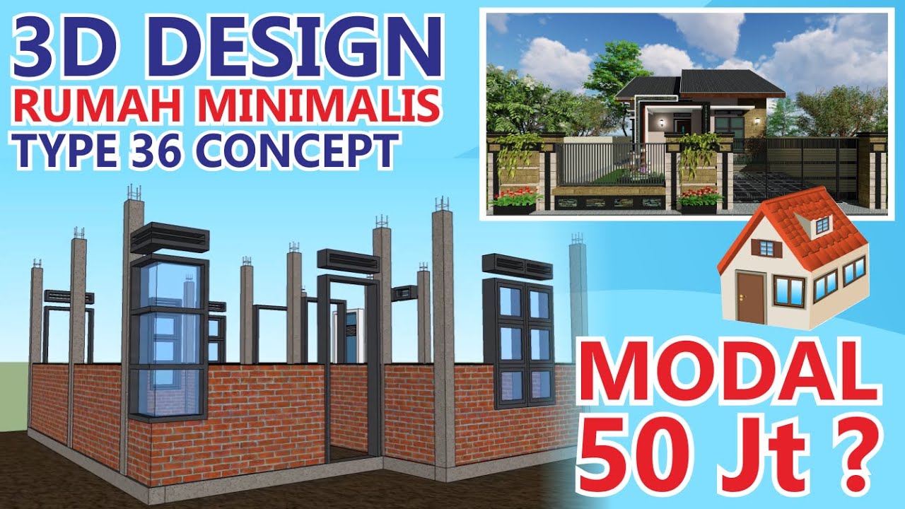  RUMAH  MINIMALIS  TYPE  36  3D KONSEP SEDERHANA  YouTube