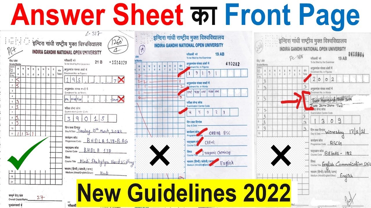 front page of ignou assignment 2022