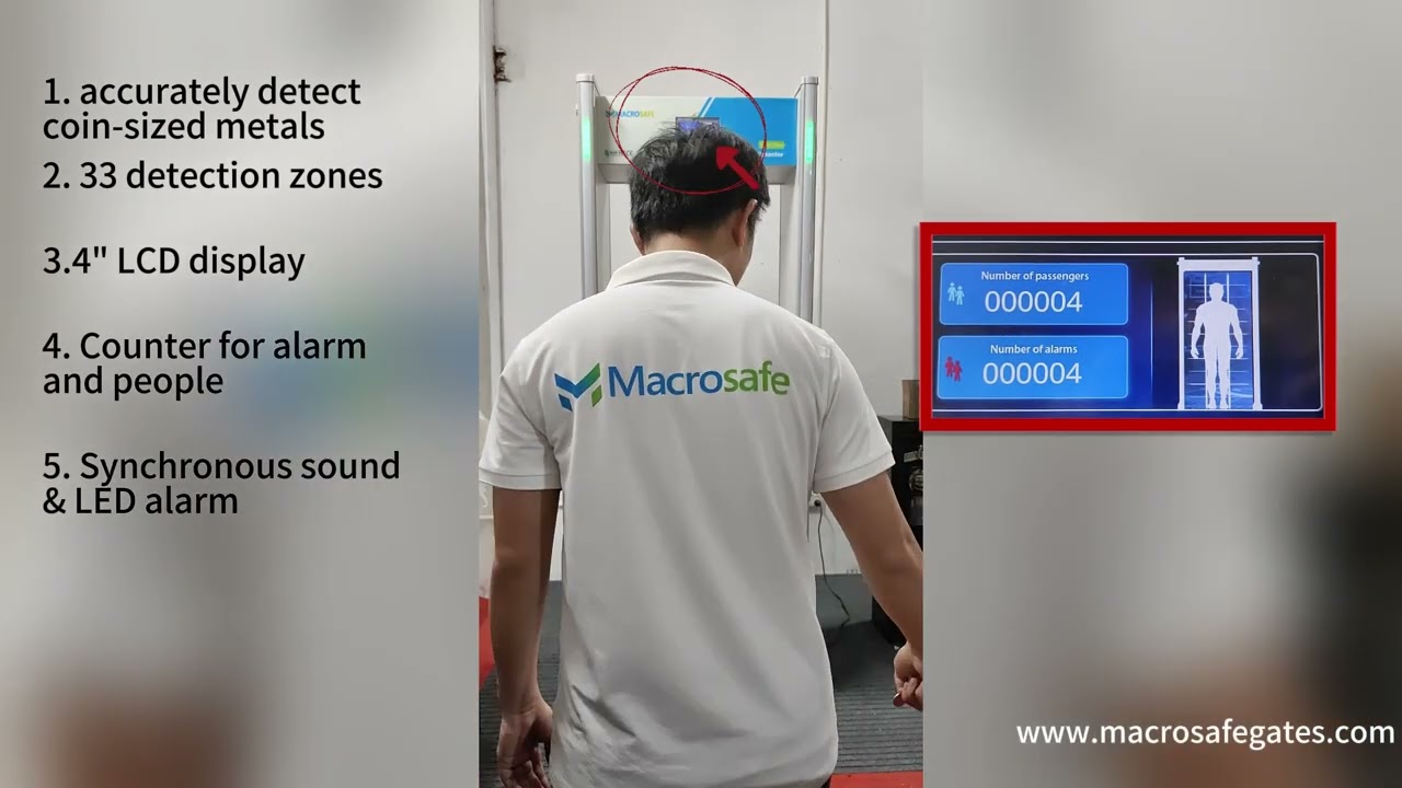 33 zones Walk through metal detector with LCD touch display 