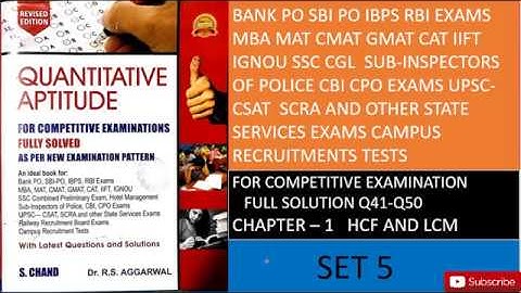 R.S. Aggrawal video solution of hcf & lcm set5