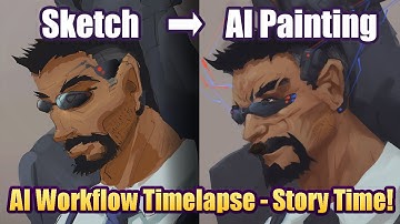 AI Art Workflow Timelapse: Story Time! Sketching in Procreate, Generate in Stable Diffusion A1111