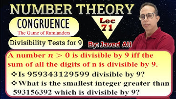 Number Theory | Congruence | Divisibility Test for 9 | Lec_71