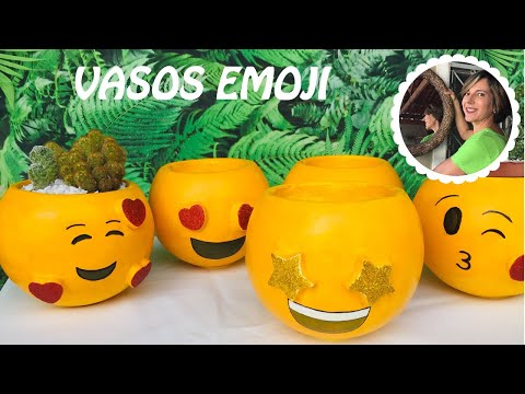 DIY - How to make small flower pots motif EMOJI (emoticons): with cement and Styrofoam