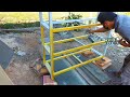 Membuat rak, rangka besi alas granit.