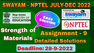 NPTEL Strength of Materials  #assignment -9 I July-Dec 2022 I Detailed Solutions
