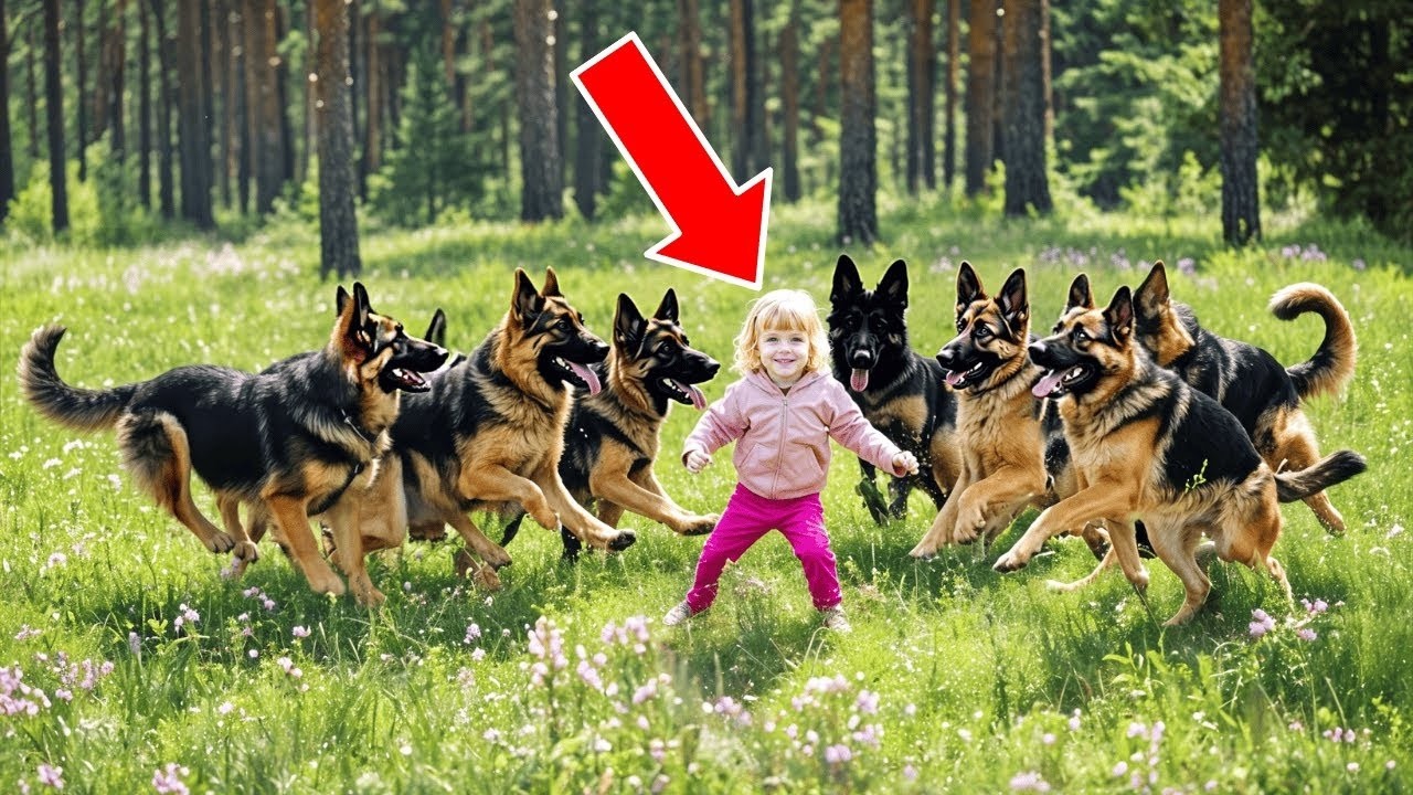 14 Anjing Gembala Jerman Mengepung Seorang Gadis Kecil! Tapi Saat Dia Mengangkat Tangannya, Mereka M