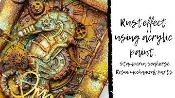 Stamperia Mechanical Steampunk canvas with Rust Effect - Mixed media tutorial