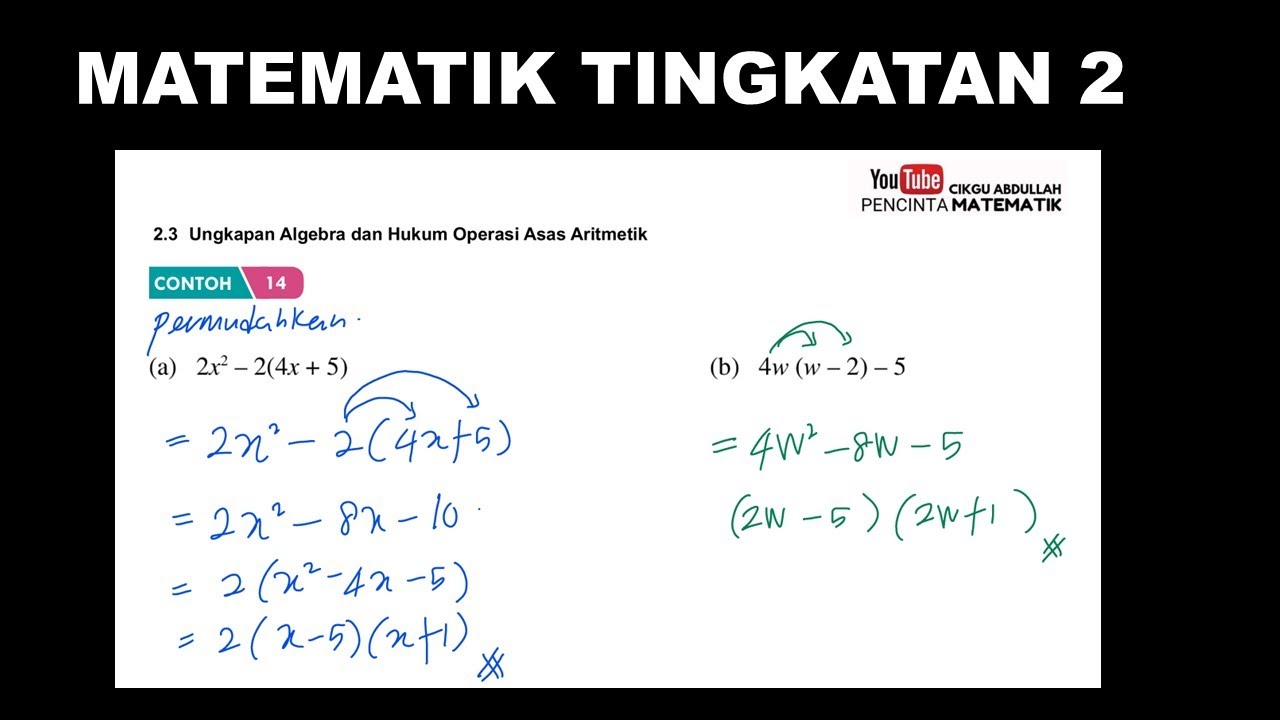 BUKU TEKS MATEMATIK TINGKATAN 2# BAB 2 PEMFAKTORAN&PECAHAN ALGEBRA ...