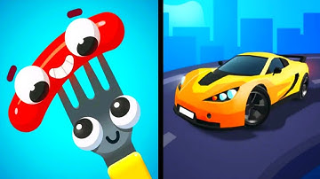 Fork N Sausage vs Race Master 3D - Satisfying ASMR Gameplay Max Level Android , iOS