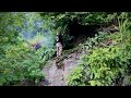 Rock ledge solo shelter prepping for rain  open fire cooking asmr survival  outdoors nature