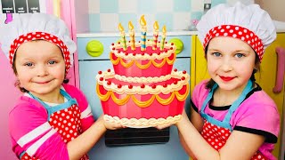 Bake a Birthday Cake! Sisters Cooking Pretend Play