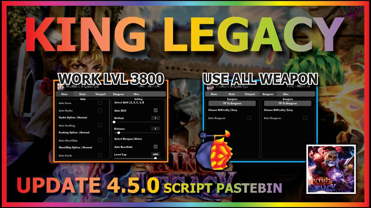 KING LEGACY Script Pastebin 2023 UPDATE 4.5 AUTO FARM NEW LEVEL