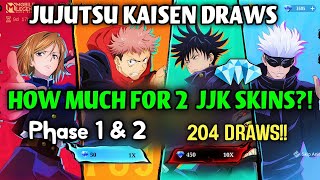 HOW MUCH FOR 2 JUJUTSU KAISEN SKINS💸⁉️204 DRAWS🤯GOJO & NOBARA💎