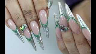 коррекция СТИЛЕТ/ Перманентный голографический френч коррекция СТИЛЕТ/ Перманентный голографический френч