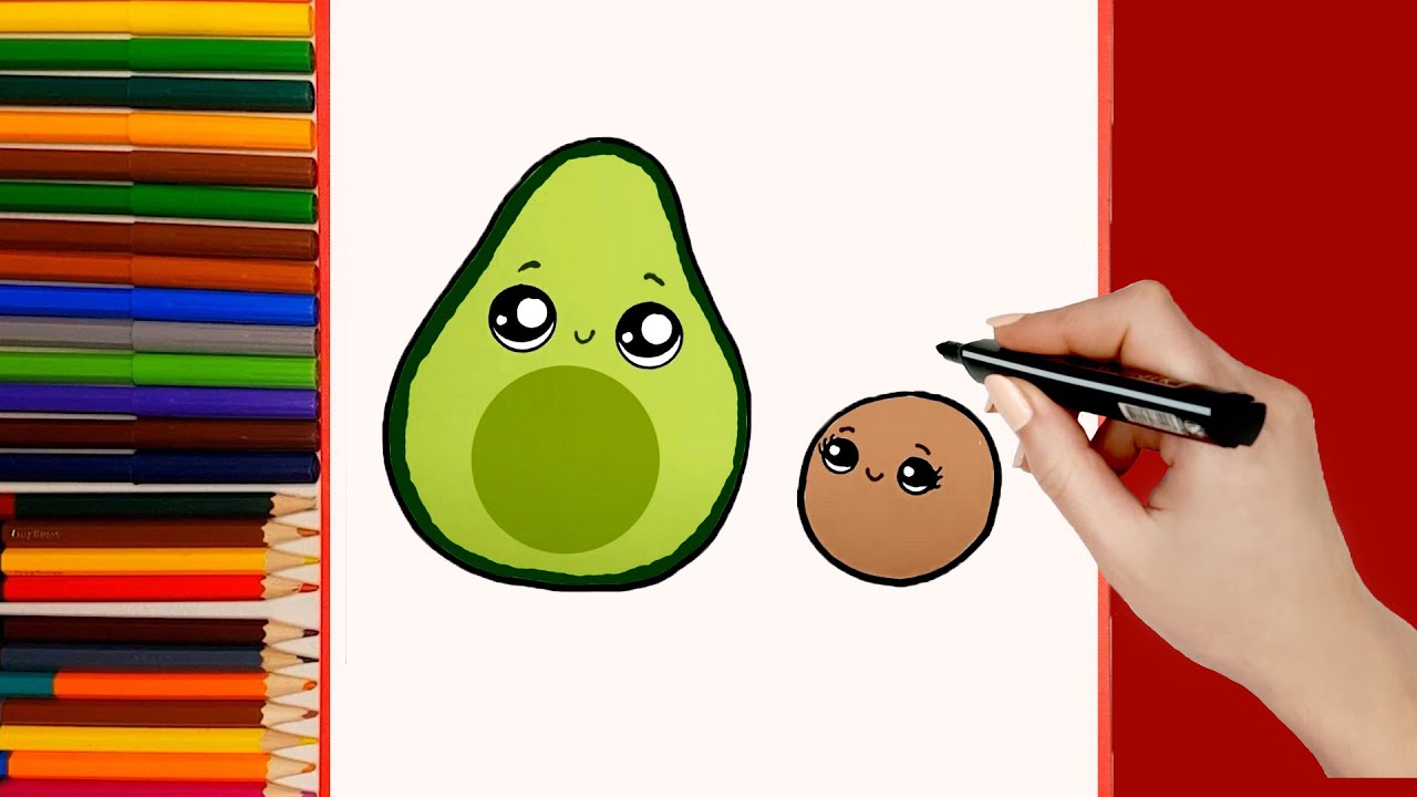 COMO DIBUJAR UNA AGUACATE PASO A PASO. DIBUJOS PARA DIBUJAR. IMAGENES  FACILES KAWAII DE VEGETALES - thptnganamst.edu.vn