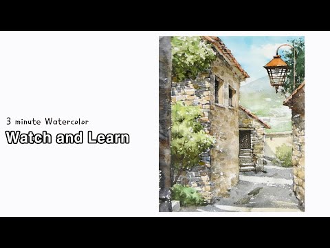 [ 3 minute Watercolor - Watch and <strong>Learn</strong> ] <strong>Old</strong> Alley.  NAMIL ART