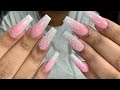 Acrylic Ombre Pink And White | Nails Tutorial |