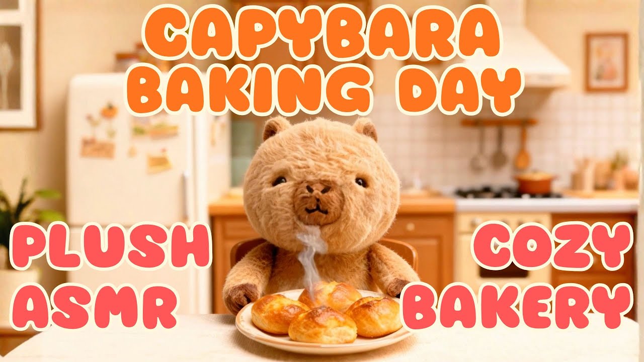 Capybara Plush Baking Day | CapyFun Cozy Stop-Motion ASMR Bakery Vlog | Relaxing & Soothing Sounds