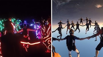 World Class Skydivers Break A Record In LED suits