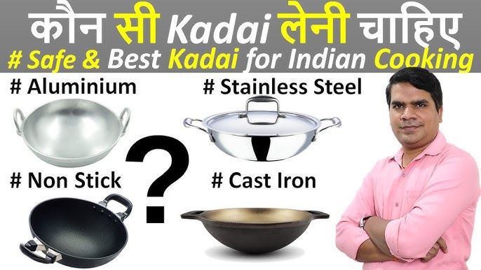 KSJONE 2 Quart Stainless Steel Kadai with Copper Bottom | Premium Heavy  Gauge Steel Kadai | Indian Kadhai for Cooking | Ideal for Daily Use