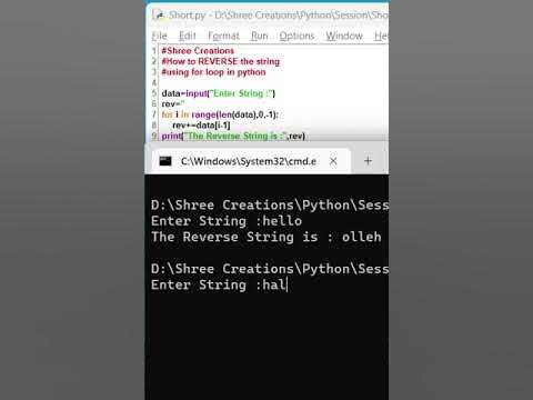 Reverse String Using for loop in Python #shorts - YouTube