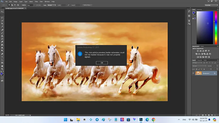 The libraries extension could not be loaded because it was not properly signed #Follow↗️ #photoshop