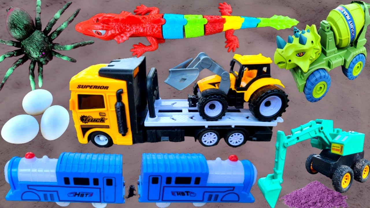 Toy videos, forest searching for toys, rescue cranes, excavators, cars