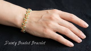 How to make a dainty beaded bracelet, jewellery making step by step tutorial.